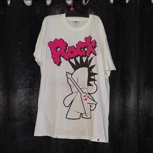 Kid Robot x Mad Barbarians White and Pink Graphic T-Shirt